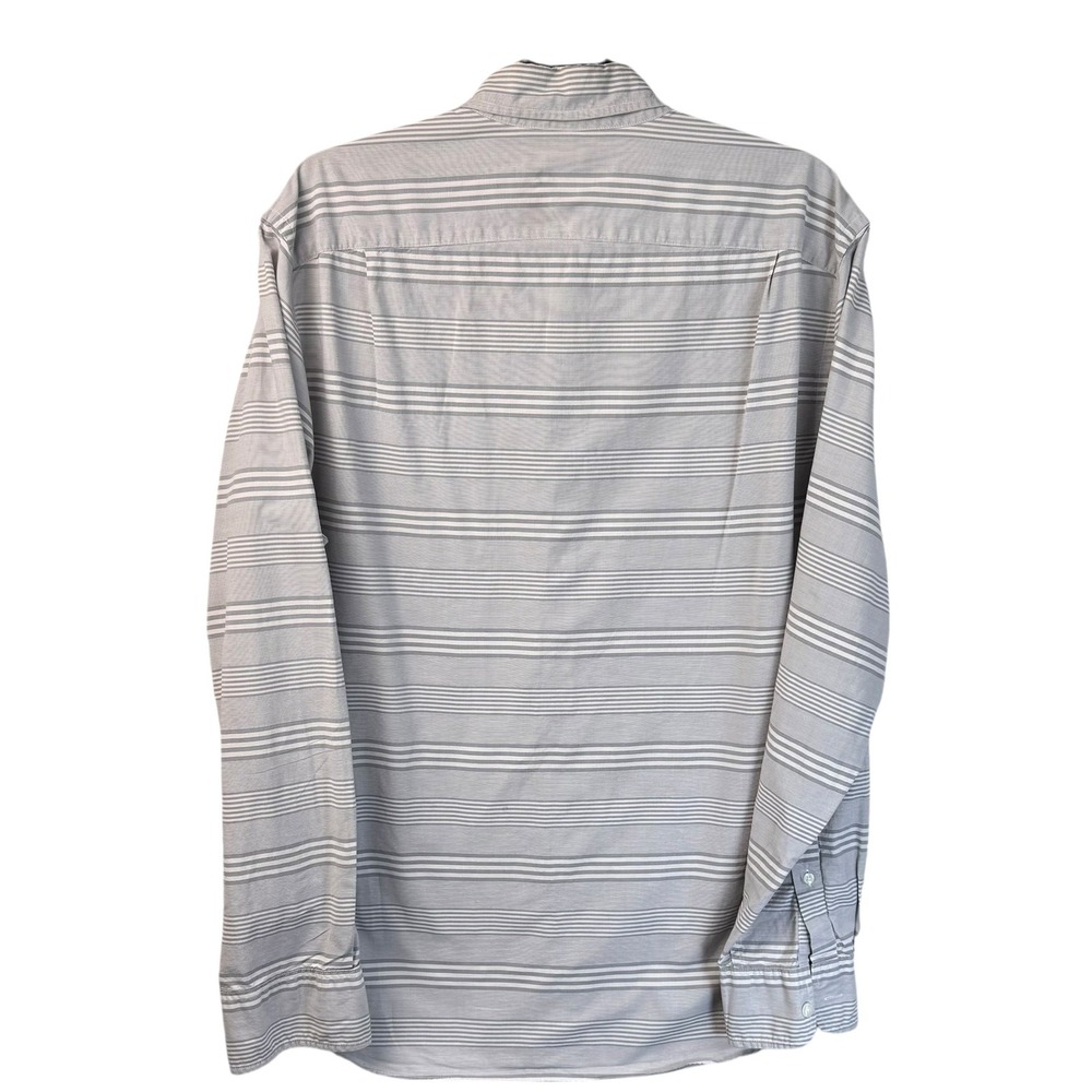 J Crew Shirt Mens Large Gray Striped Long Sleeve Button Down 100% Cotton Casual‎ - Picture 5 of 12